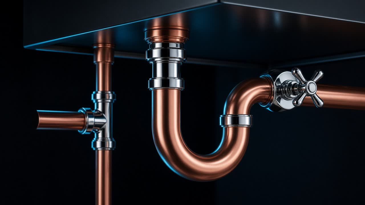 New copper pipes (illustration), revealed under the scratch layer